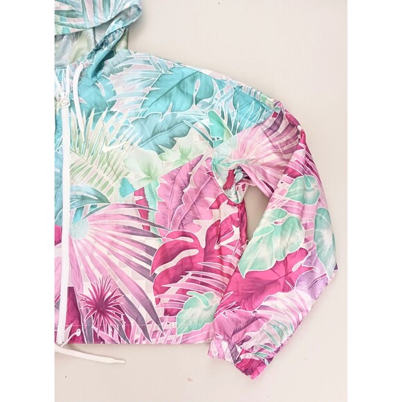 NEW Nike Windrunner Crop Hoodie Nylon Poly Jacket Tropical Floral Sz L - Picture 4 of 12